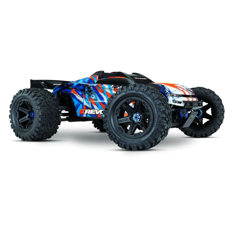 Traxxas E-Revo 2.0 VXL-6S TSM Brushless Monster Truck - Blue & Orange - لعبة